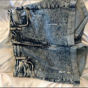 Super high waisted acid wash jean shorts